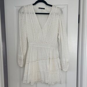 Zara White Long Sleeve Dress
